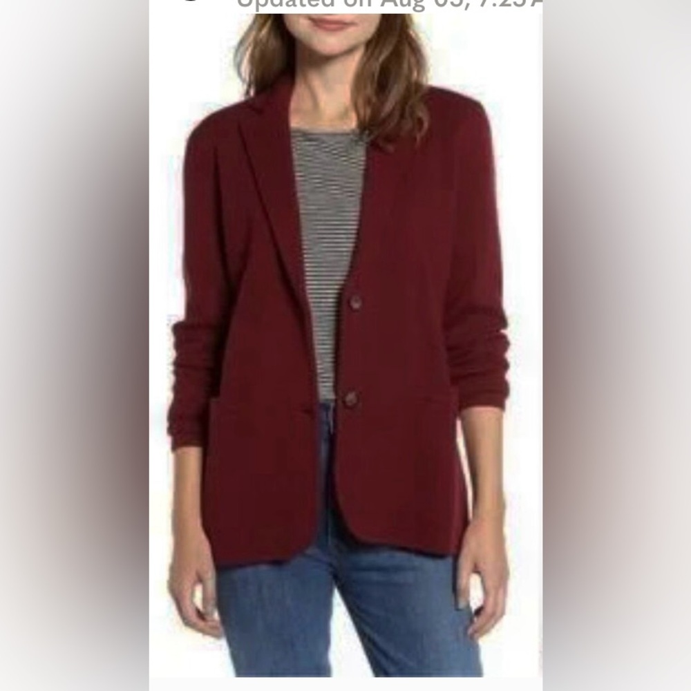 J CREW Sweater Blazer in Cabernet Medium